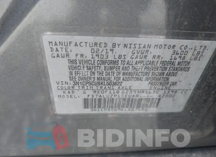 3N1CP5CU9KL503622 Photo# 9