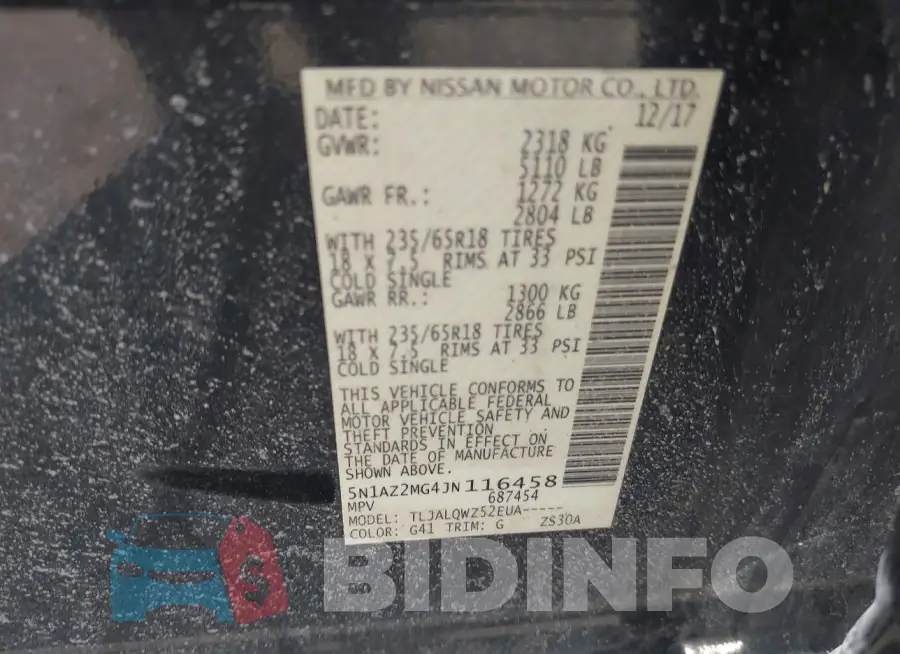 5N1AZ2MG4JN116458 Photo# 9