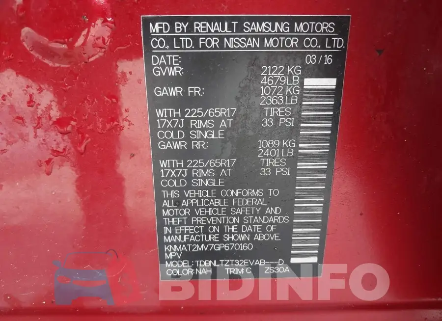 KNMAT2MV7GP670160 Photo# 9