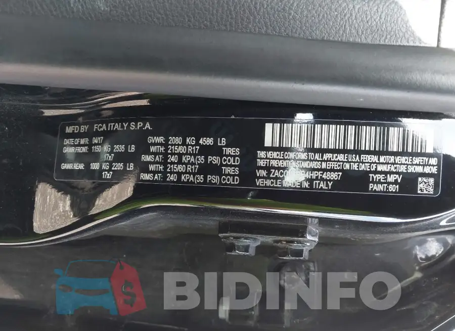 ZACCJBBB4HPF48867 Photo# 9