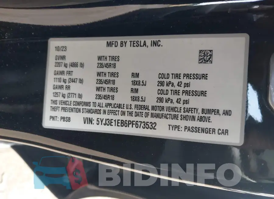5YJ3E1EB6PF673532 Photo# 9