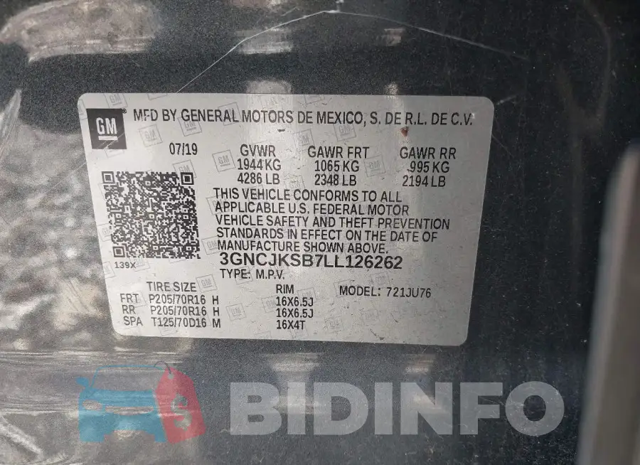 3GNCJKSB7LL126262 Photo# 9