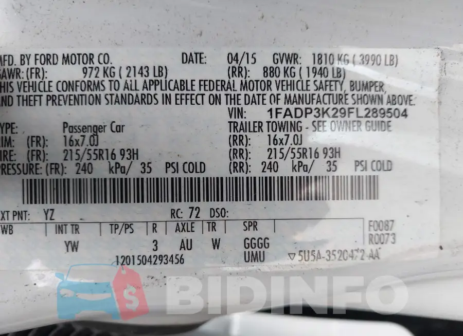 1FADP3K29FL289504 Photo# 9