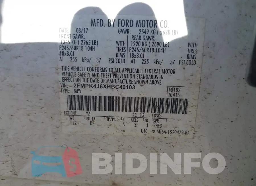 2FMPK4J8XHBC40103 Photo# 9