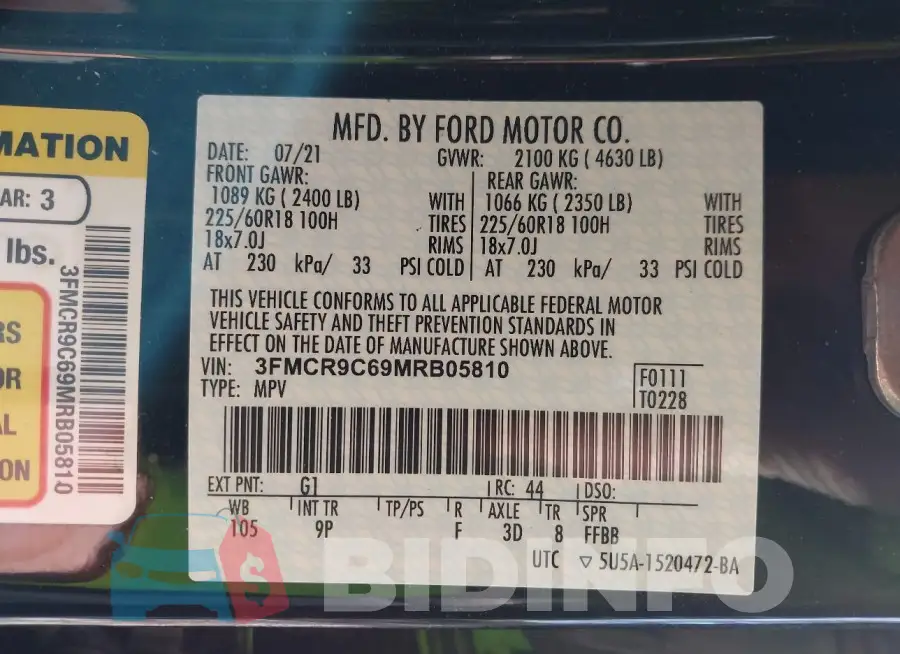 3FMCR9C69MRB05810 Photo# 9