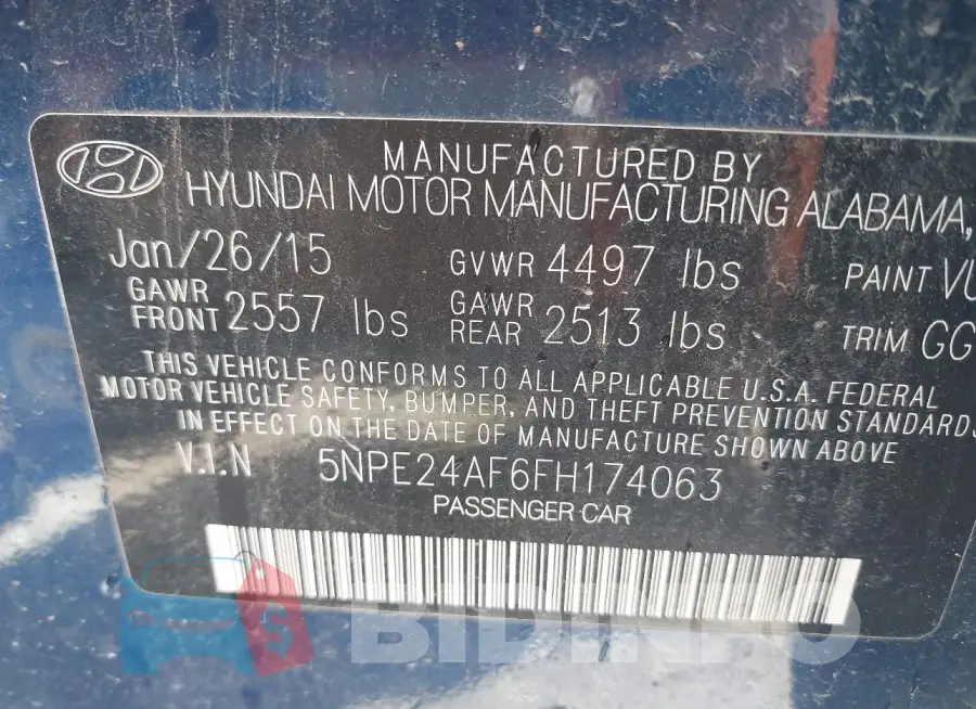 5NPE24AF6FH174063 Photo# 9