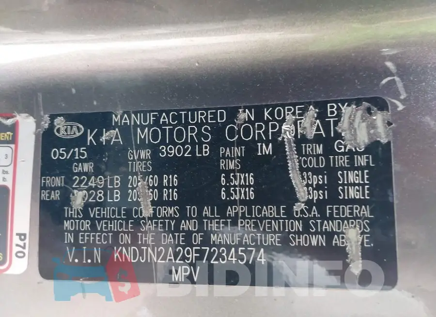 KNDJN2A29F7234574 Photo# 9