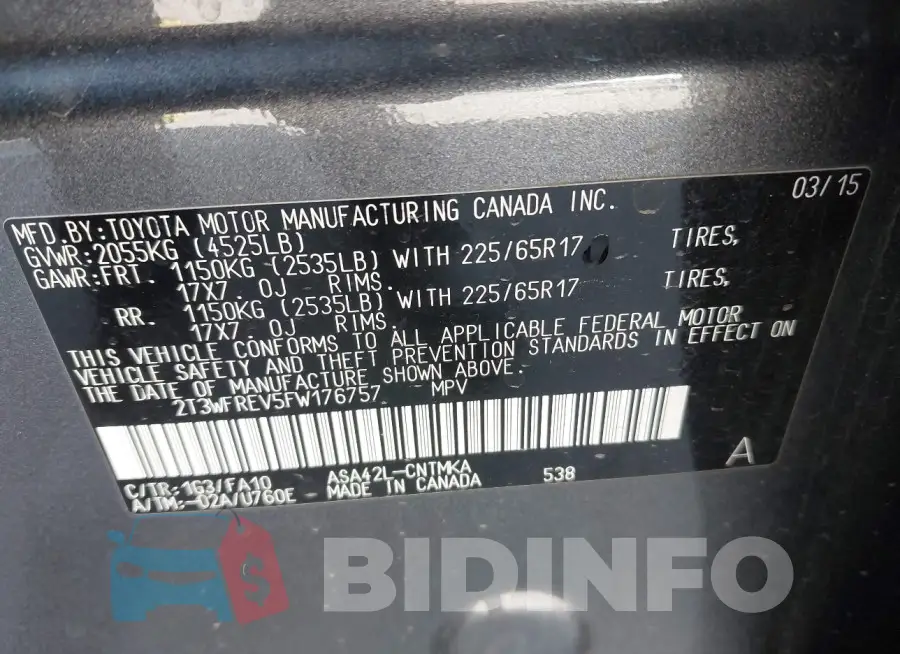 2T3WFREV5FW176757 Photo# 9