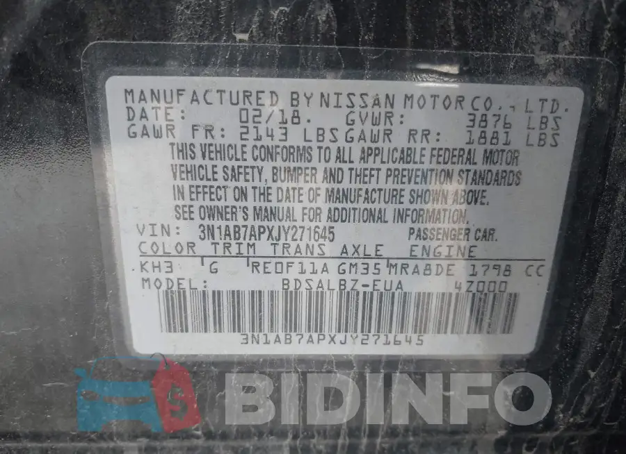 3N1AB7APXJY271645 Photo# 9