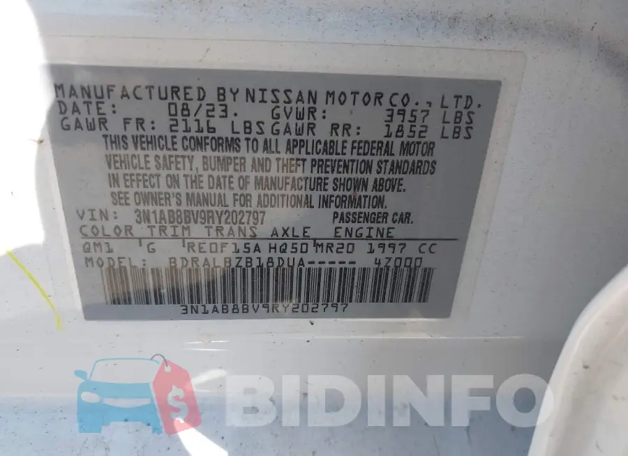 3N1AB8BV9RY202797 Photo# 9
