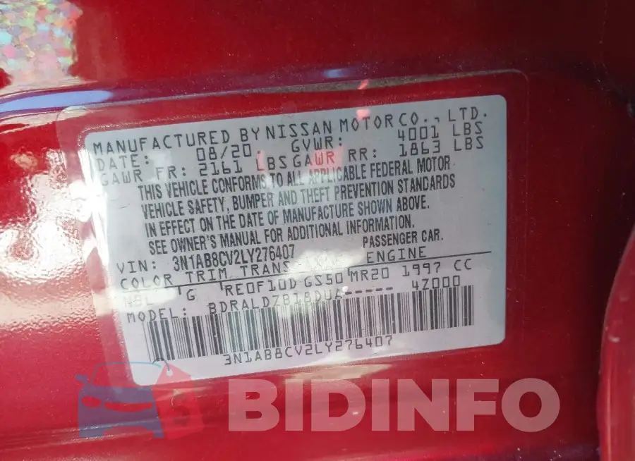 3N1AB8CV2LY276407 Photo# 9