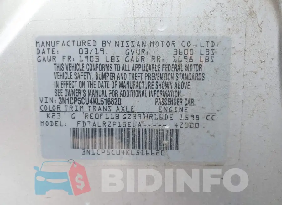 3N1CP5CU4KL516620 Photo# 9