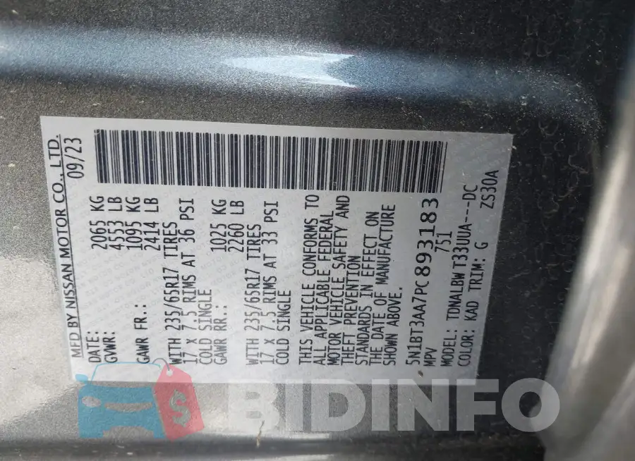 5N1BT3AA7PC893183 Photo# 9