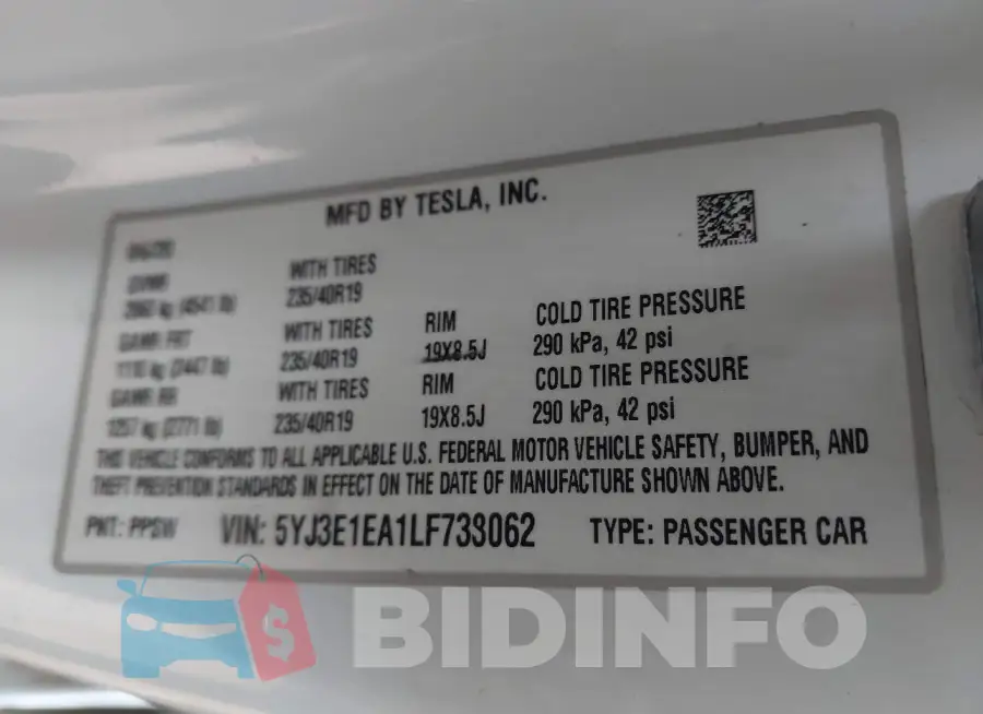 5YJ3E1EA1LF738062 Photo# 9