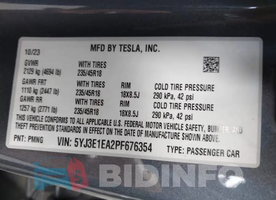 5YJ3E1EA2PF676354 Photo# 9