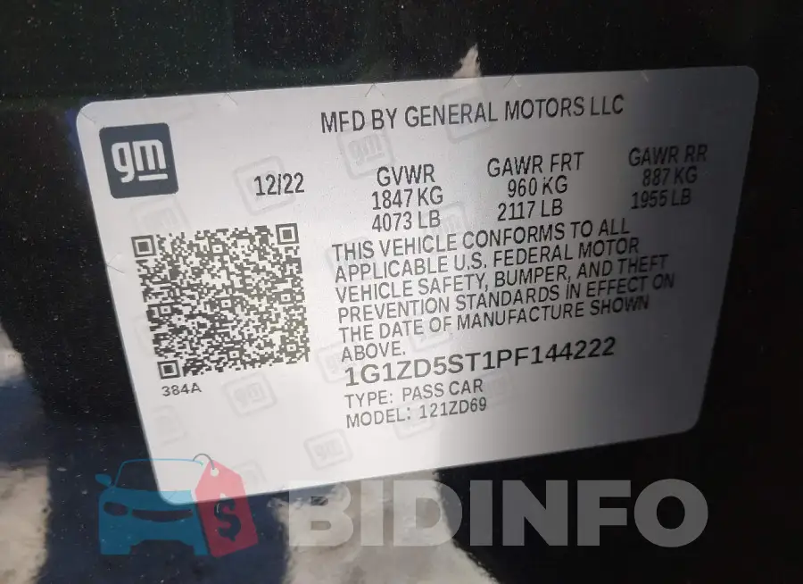 1G1ZD5ST1PF144222 Photo# 9