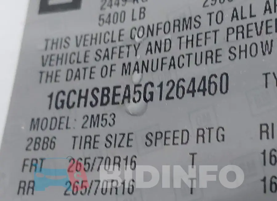 1GCHSBEA5G1264460 Photo# 9
