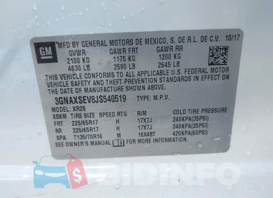 3GNAXSEV8JS540519 Photo# 9