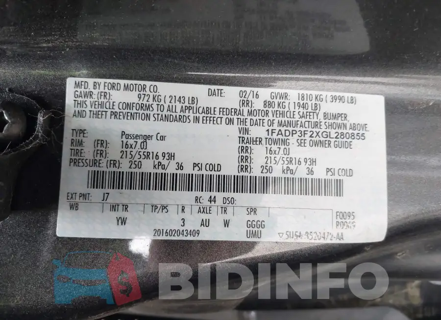 1FADP3F2XGL280855 Photo# 9