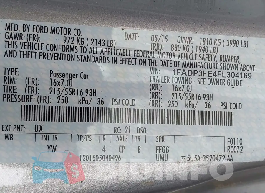1FADP3FE4FL304169 Photo# 9