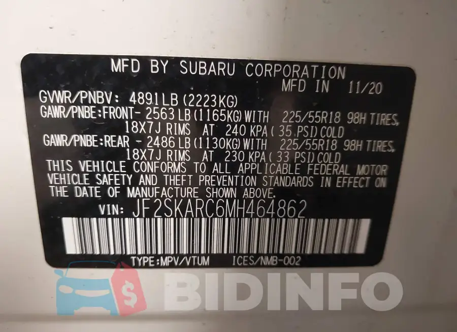 JF2SKARC6MH464862 Photo# 9