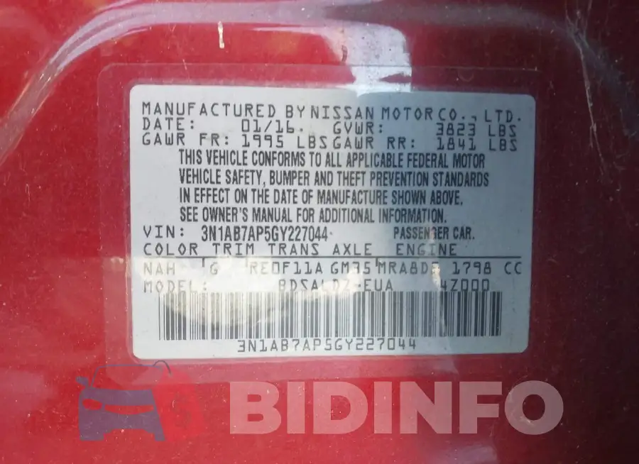 3N1AB7AP5GY227044 Photo# 9