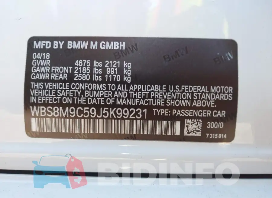 WBS8M9C59J5K99231 Photo# 9