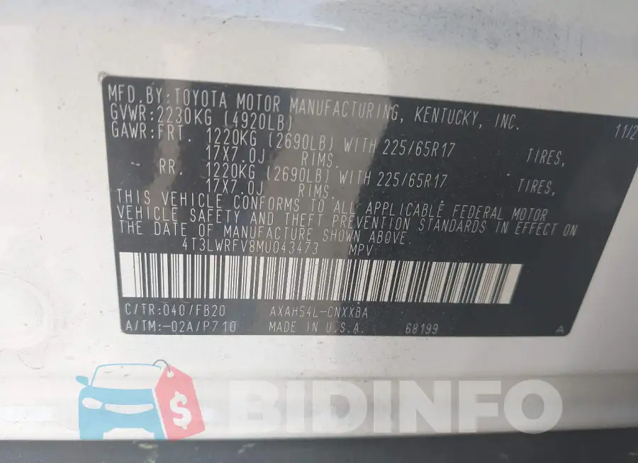 4T3LWRFV8MU043473 Photo# 9