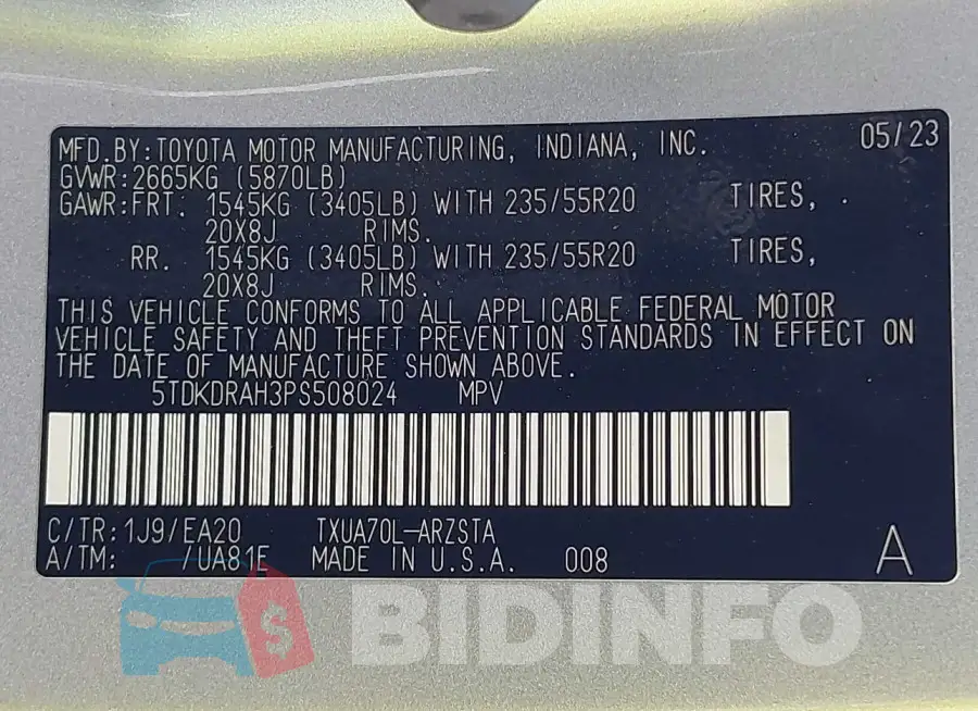 5TDKDRAH3PS508024 Photo# 9