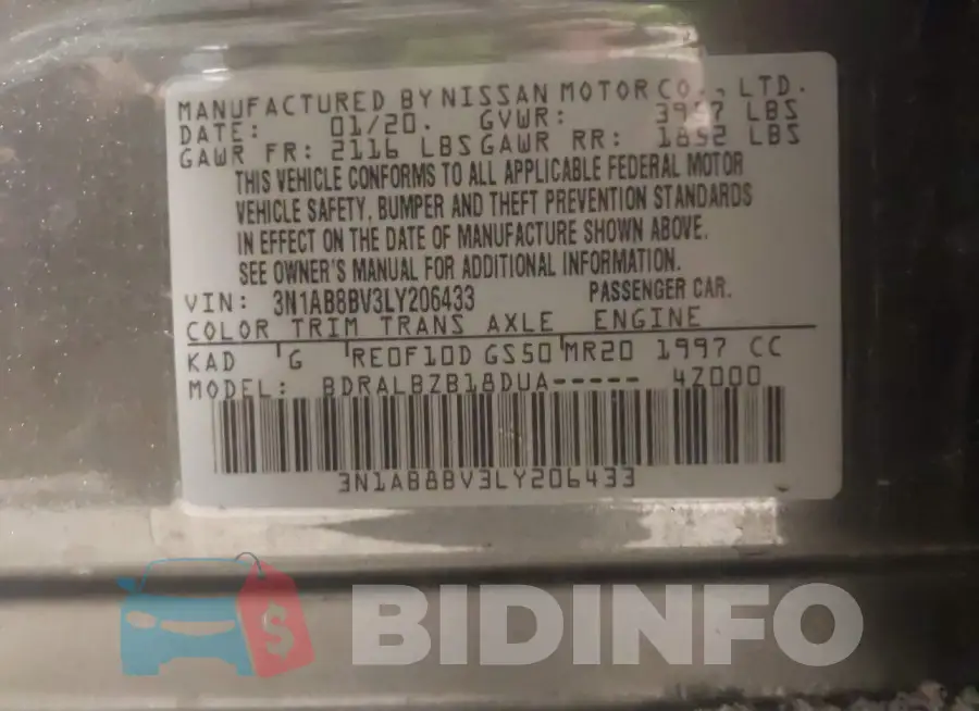 3N1AB8BV3LY206433 Photo# 9