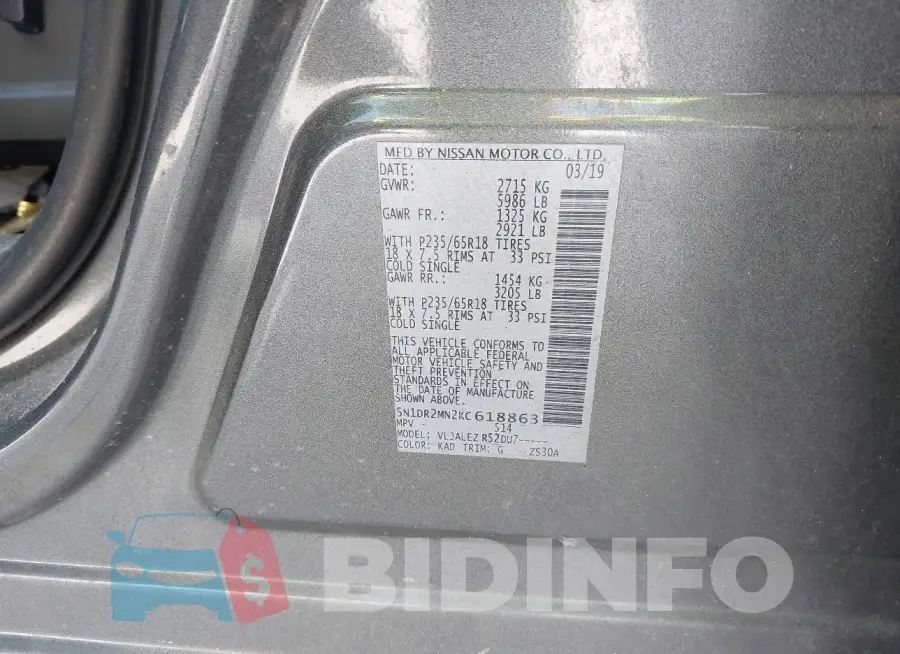 5N1DR2MN2KC618863 Photo# 9