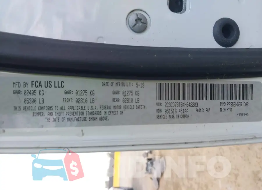 2C3CDZBT0KH642203 Photo# 9