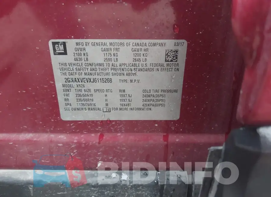 2GNAXVEVXJ6115268 Photo# 9