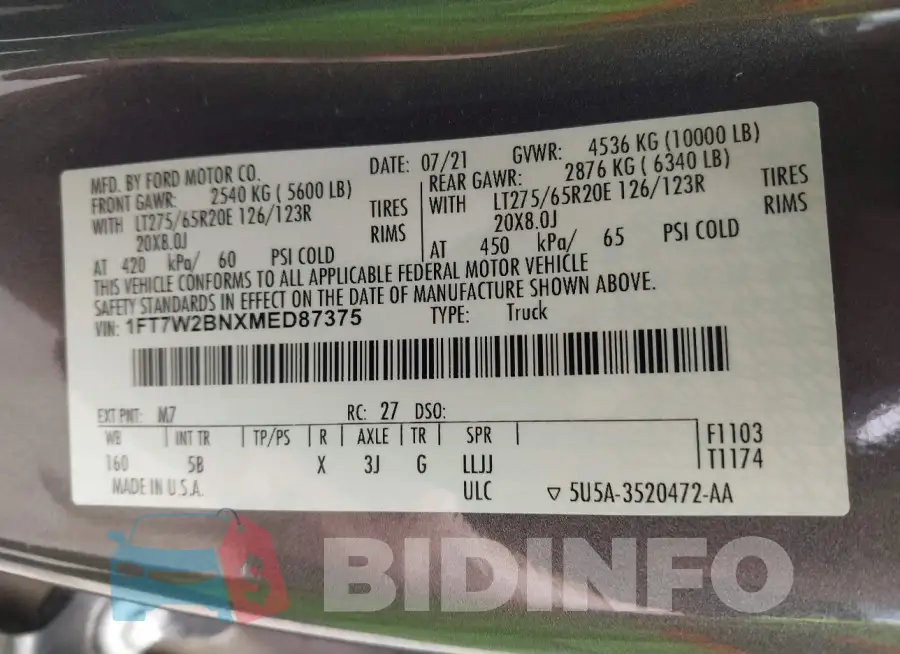 1FT7W2BNXMED87375 Photo# 9