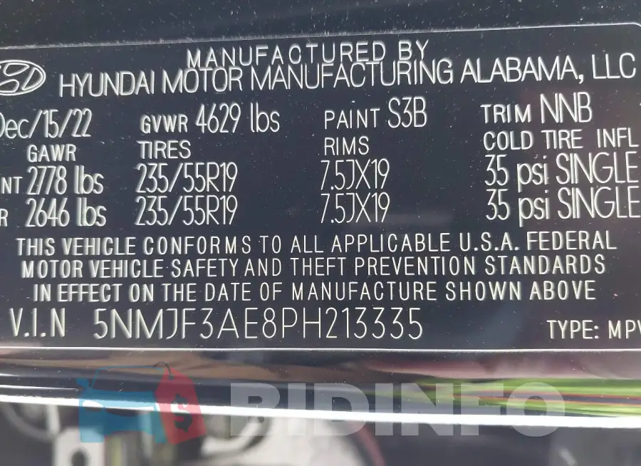 5NMJF3AE8PH213335 Photo# 9