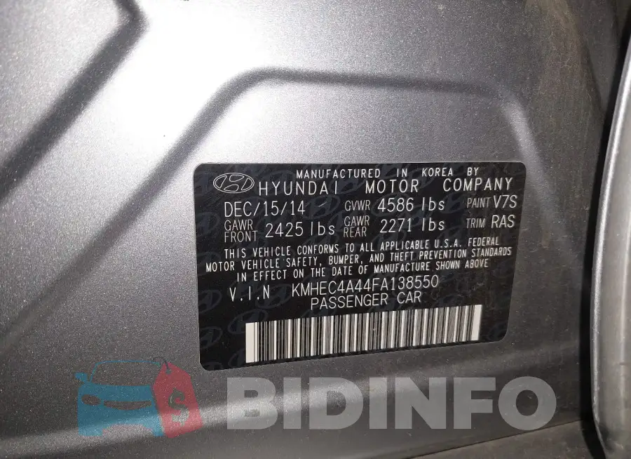 KMHEC4A44FA138550 Photo# 9