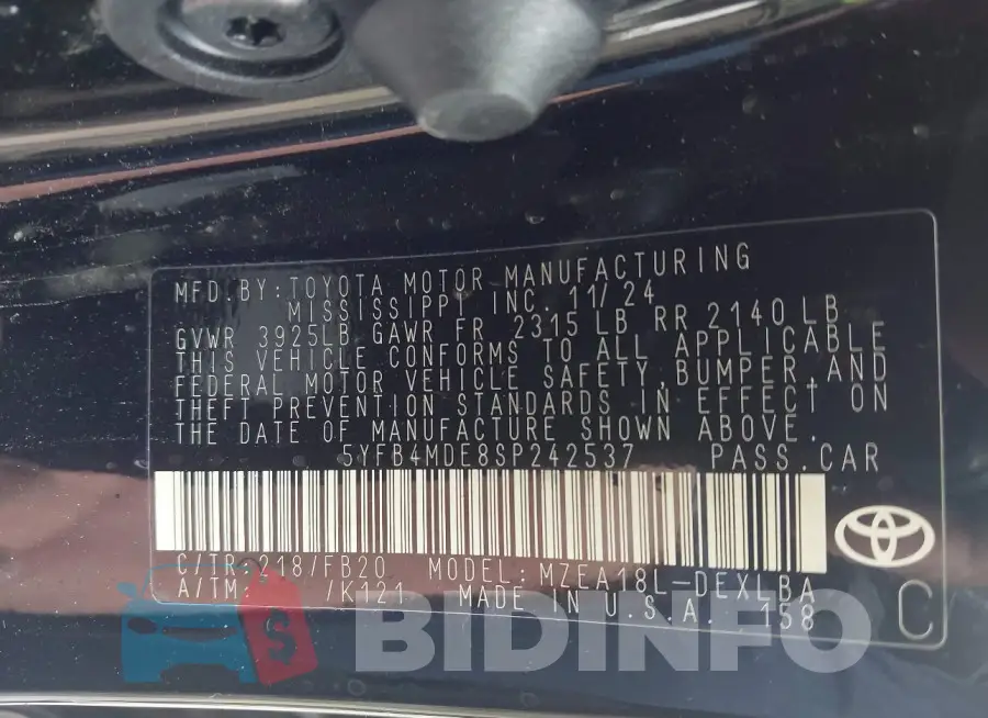 5YFB4MDE8SP242537 Photo# 9