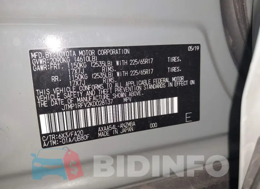 JTMP1RFV2KD028137 Photo# 9