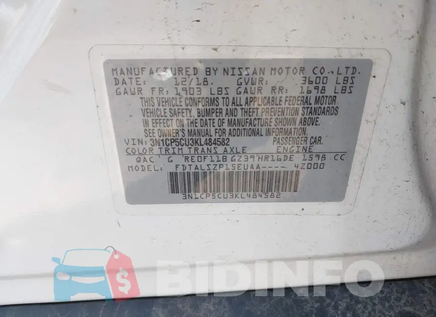 3N1CP5CU3KL484582 Photo# 8