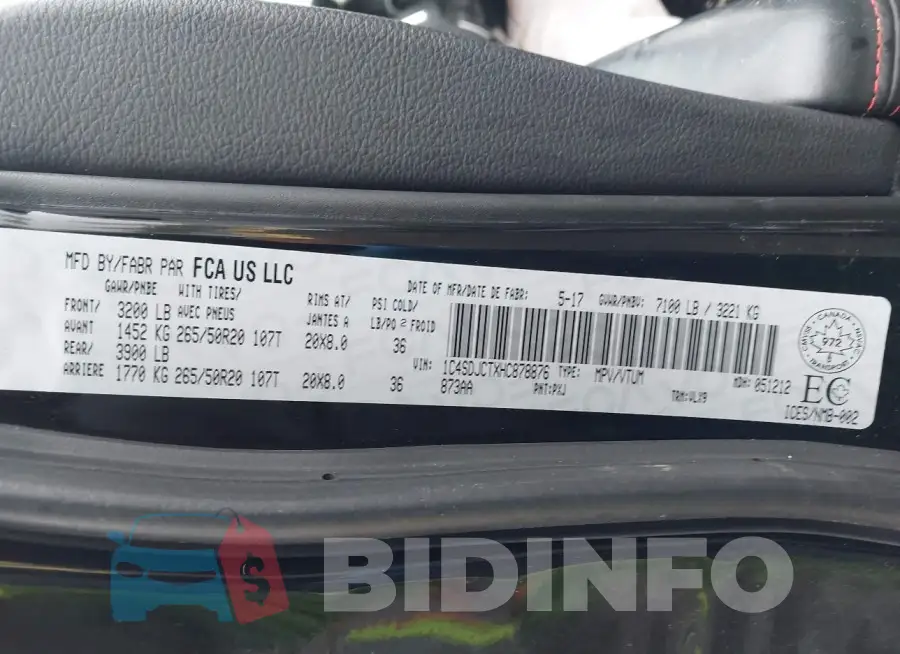 1C4SDJCTXHC878876 Photo# 9
