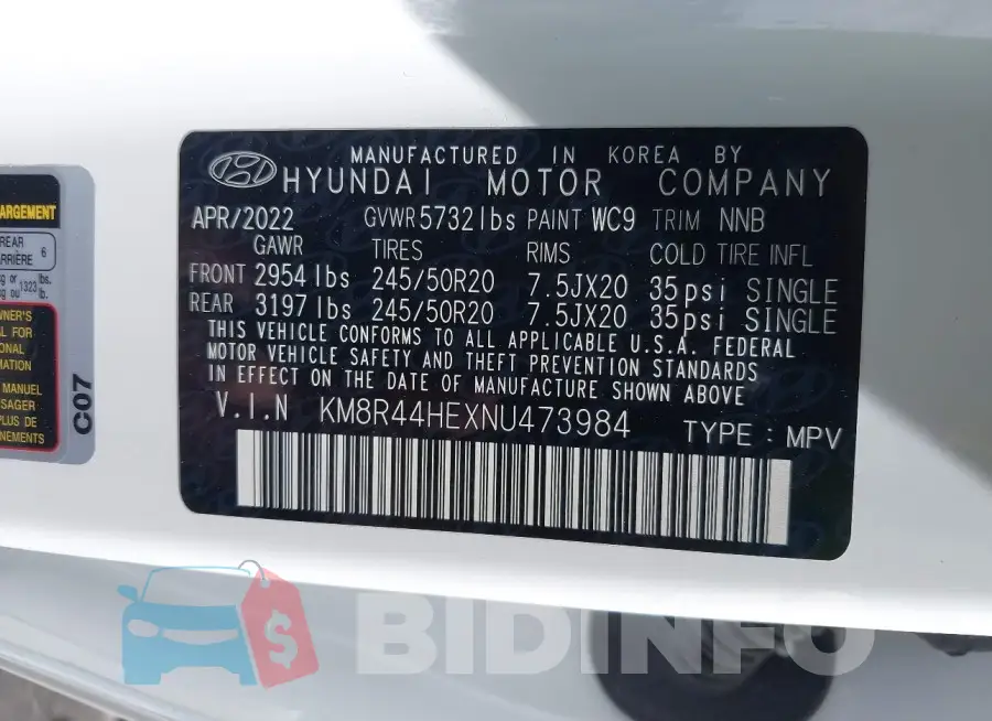 KM8R44HEXNU473984 Photo# 9