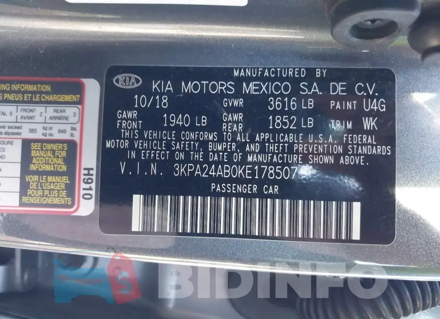 3KPA24AB0KE178507 Photo# 9
