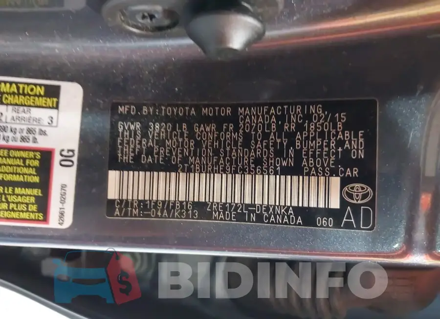 2T1BURHE9FC356561 Photo# 9