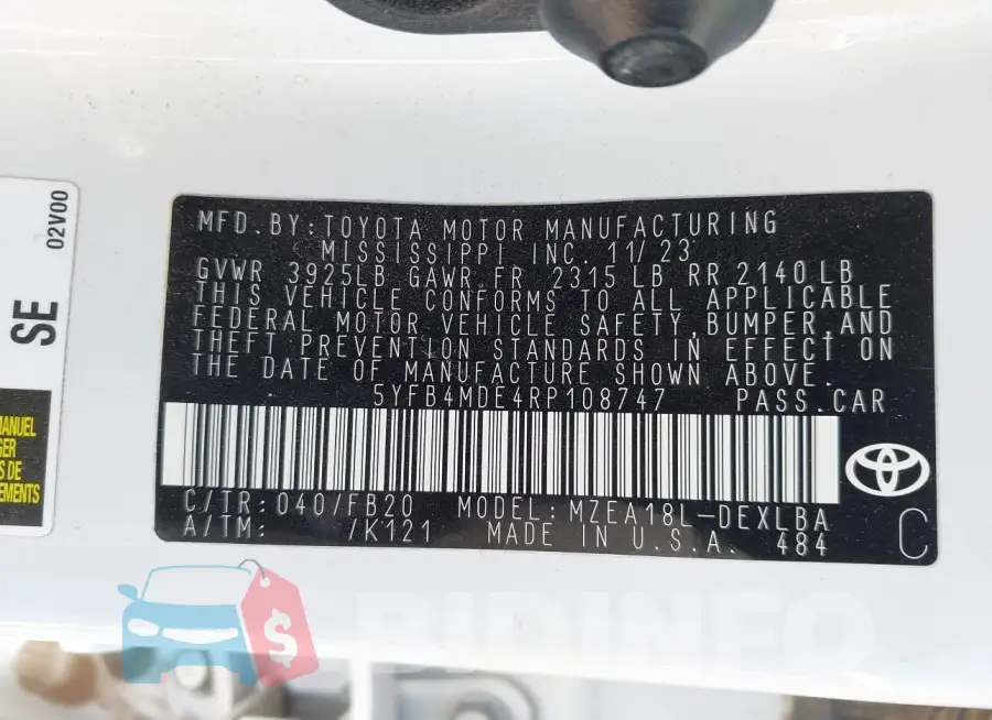 5YFB4MDE4RP108747 Photo# 9