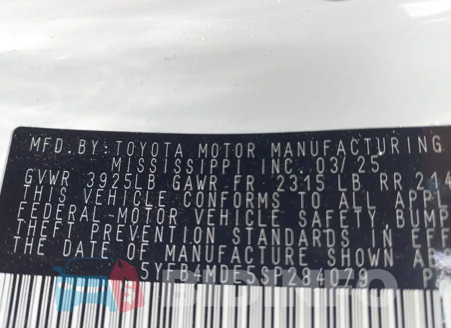5YFB4MDE5SP284079 Photo# 9