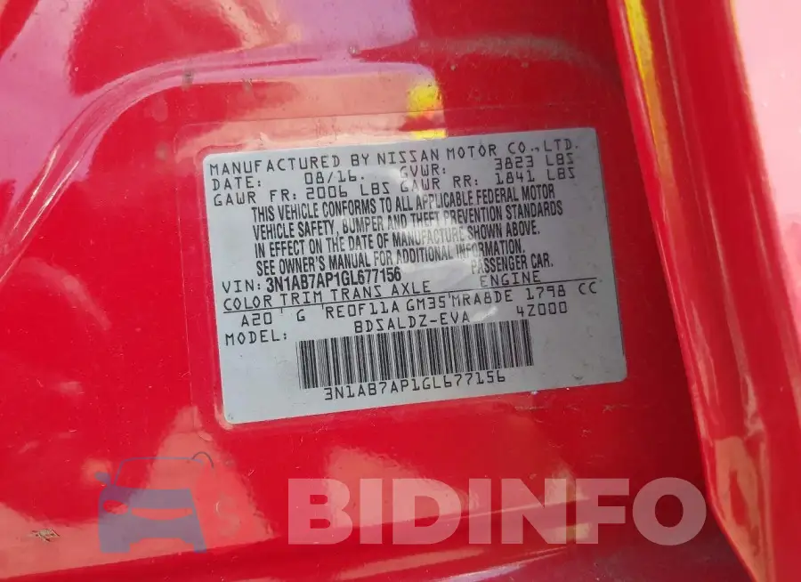 3N1AB7AP1GL677156 Photo# 9