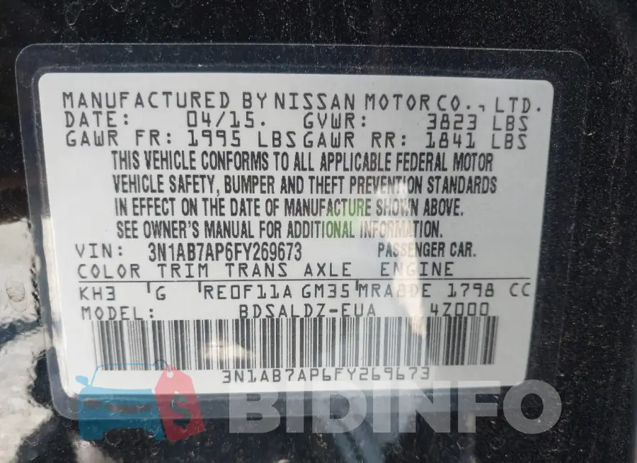 3N1AB7AP6FY269673 Photo# 9
