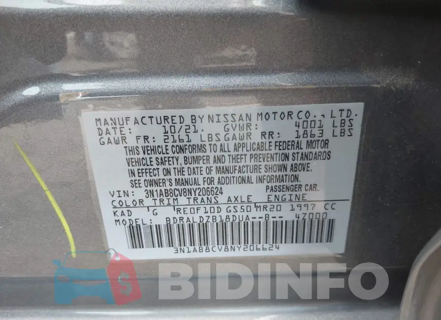 3N1AB8CV8NY206624 Photo# 9