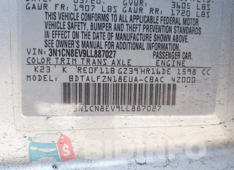 3N1CN8EV9LL887027 Photo# 9