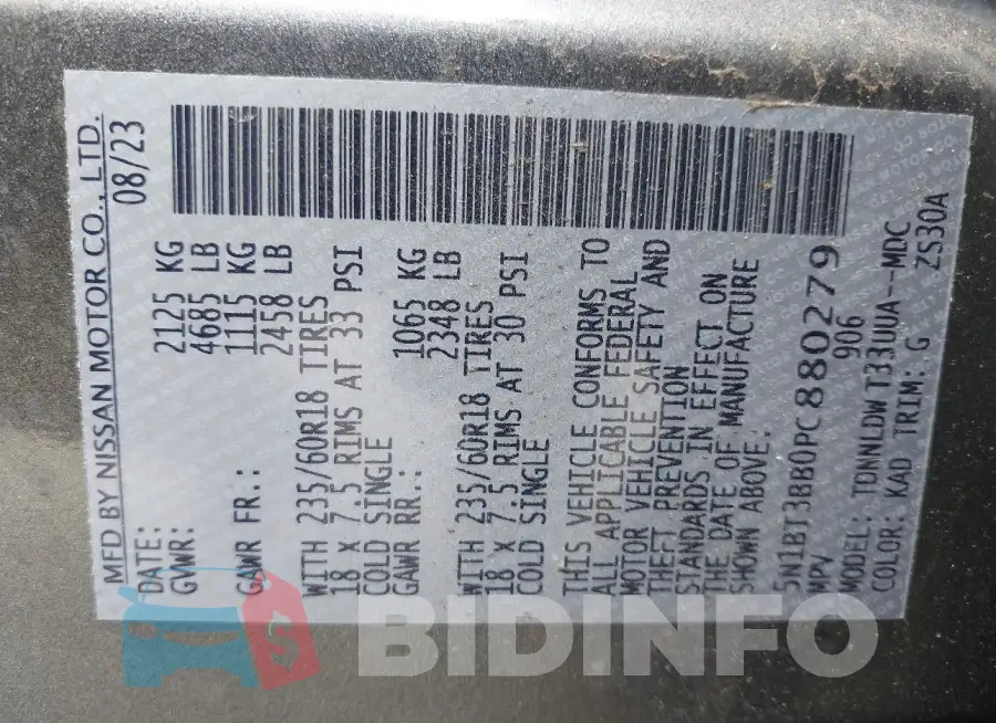 5N1BT3BB0PC880279 Photo# 9